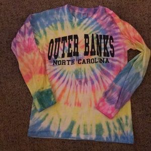 Neon Tie dye long sleeve outer banks NC shirt